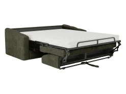 Sofá 3 lugares convertível abertura rápida tecido verde caqui ripas largas 140 cm 14 cm DARIELO