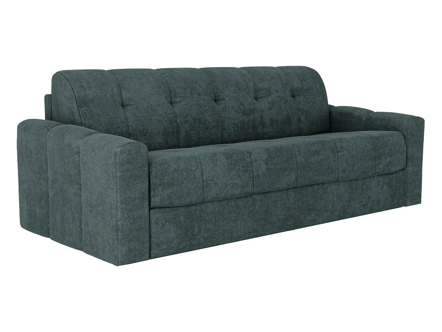 Sofá 4 lugares convertível abertura rápida tecido azul ripas largas 160 cm Colchão 22 cm DARIELO