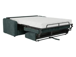 Sofá 4 lugares convertível abertura rápida tecido azul ripas largas 160 cm Colchão 22 cm DARIELO