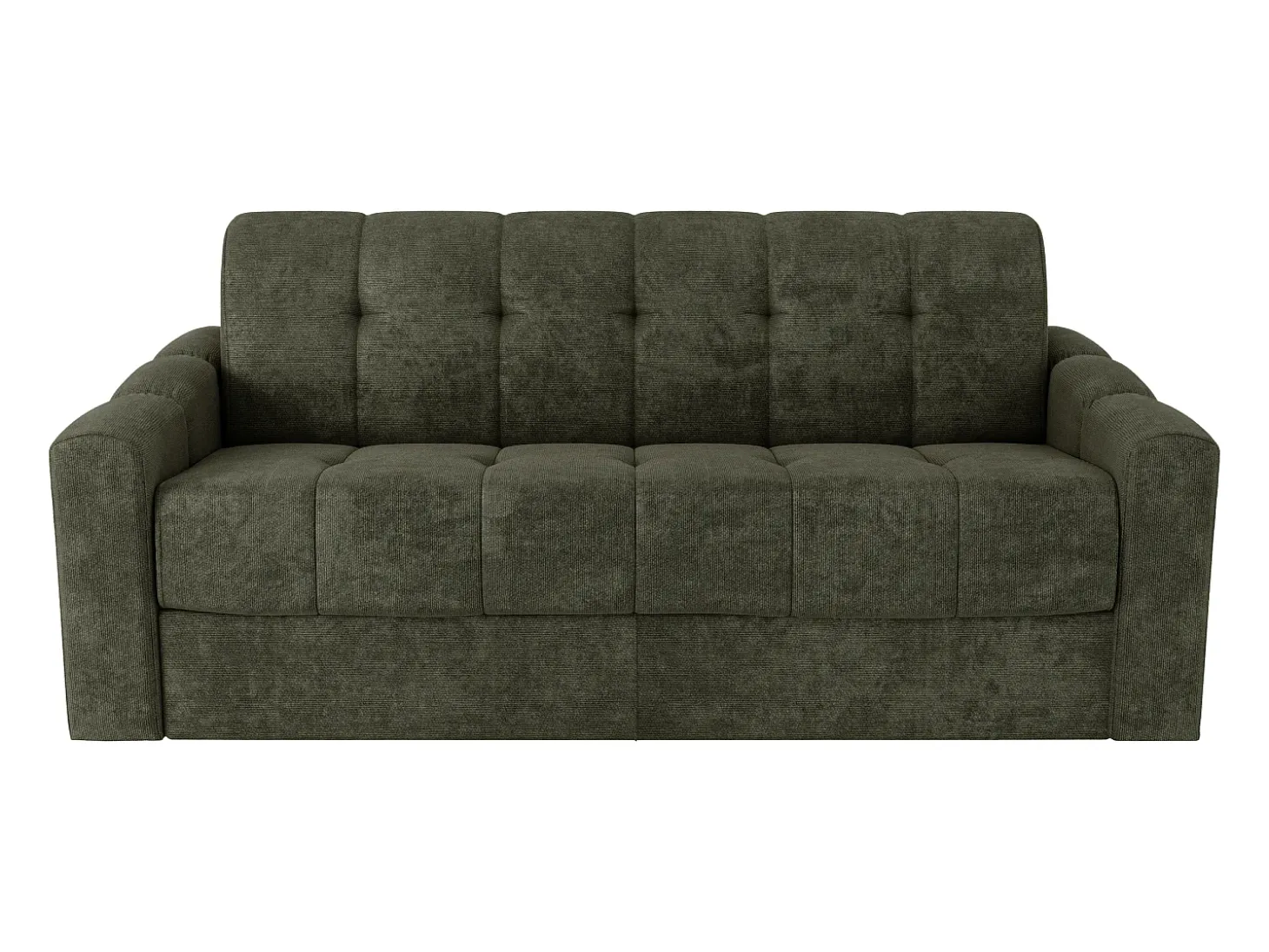 Sofá 3 lugares convertível abertura rápida tecido texturizado verde caqui 140 cm Colchão 22 cm DARIELO