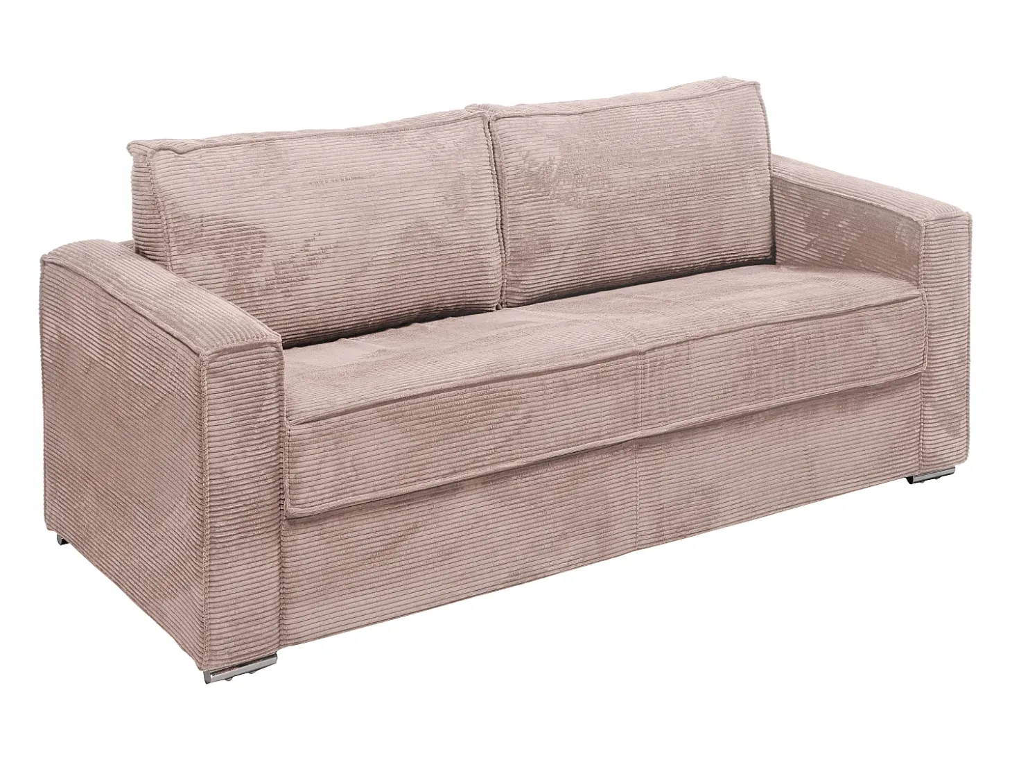 Sofá 4 lugares convertível abertura rápida veludo canelado cor-de-rosa ripas largas 22 cm