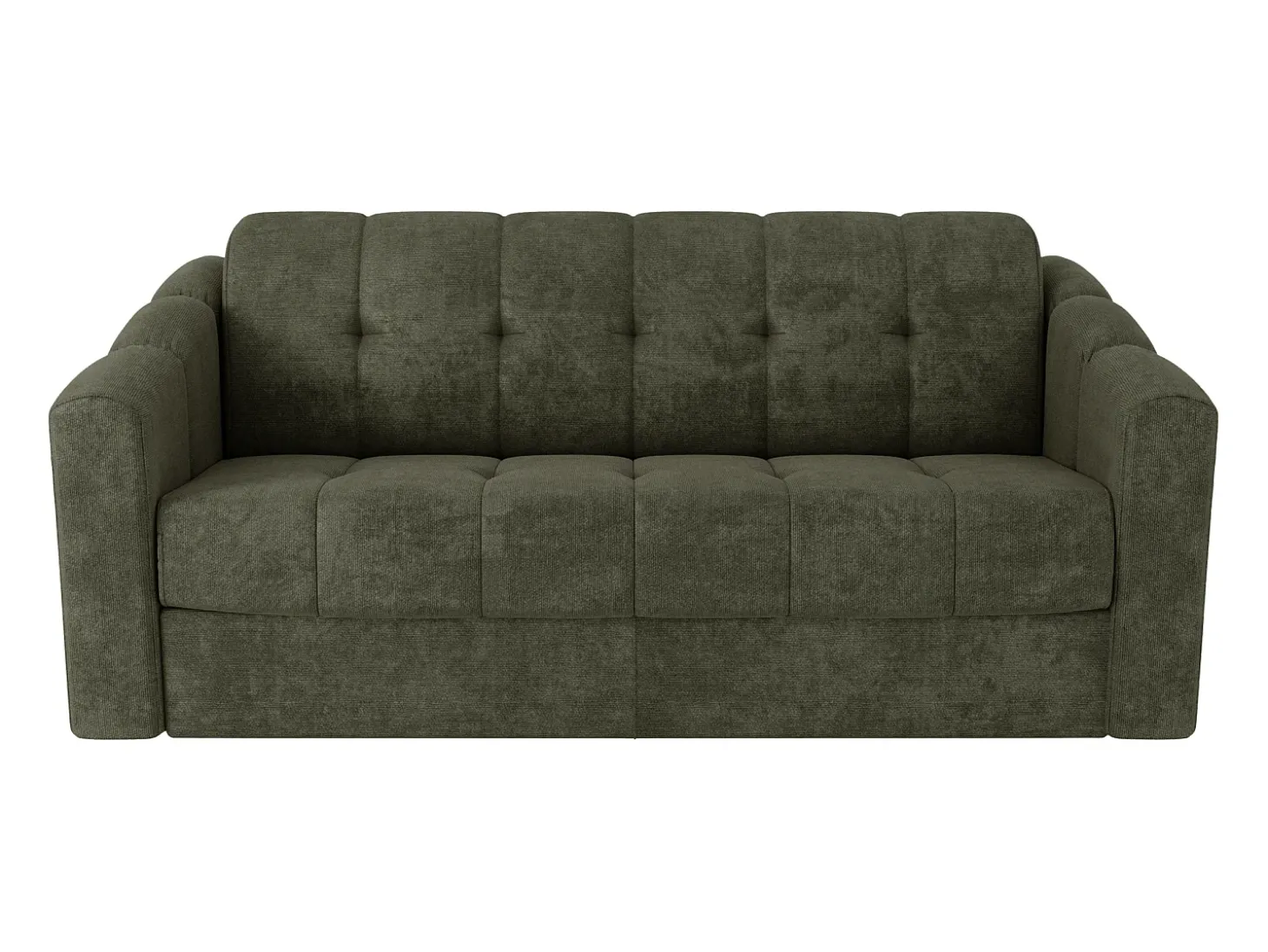 Sofá 3 lugares convertível abertura rápida tecido texturizado verde caqui 140 cm Colchão 18 cm DARIELO