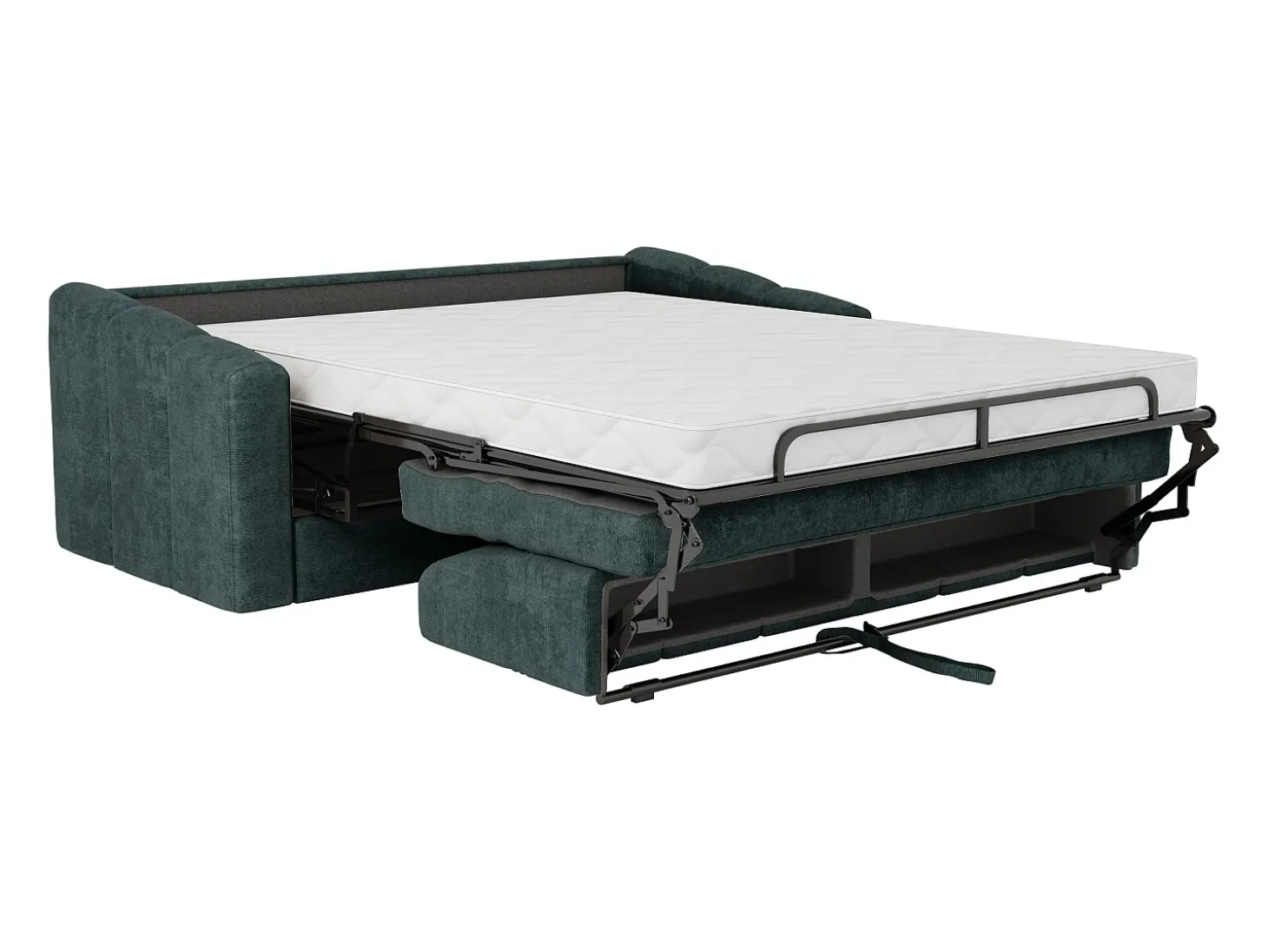 Sofá 3 lugares convertível abertura rápida tecido texturizado azul pato 140 cm Colchão 14 cm DARIELO
