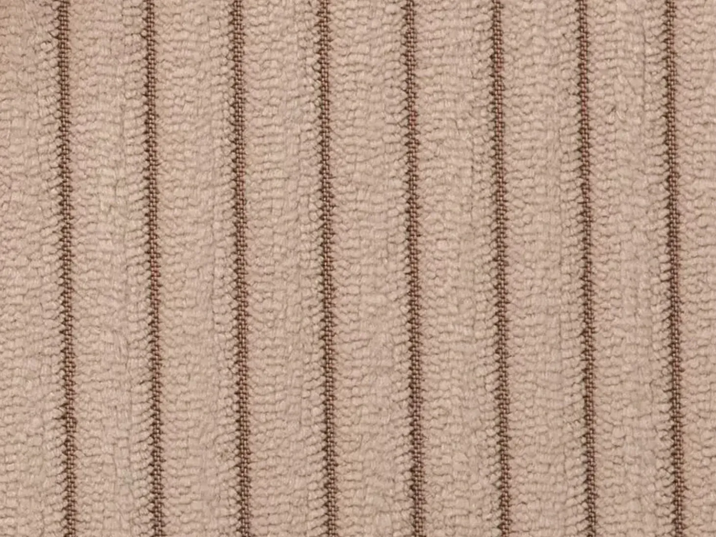 Sofá 4 lugares convertível abertura rápida veludo canelado taupe ripas largas 22 cm