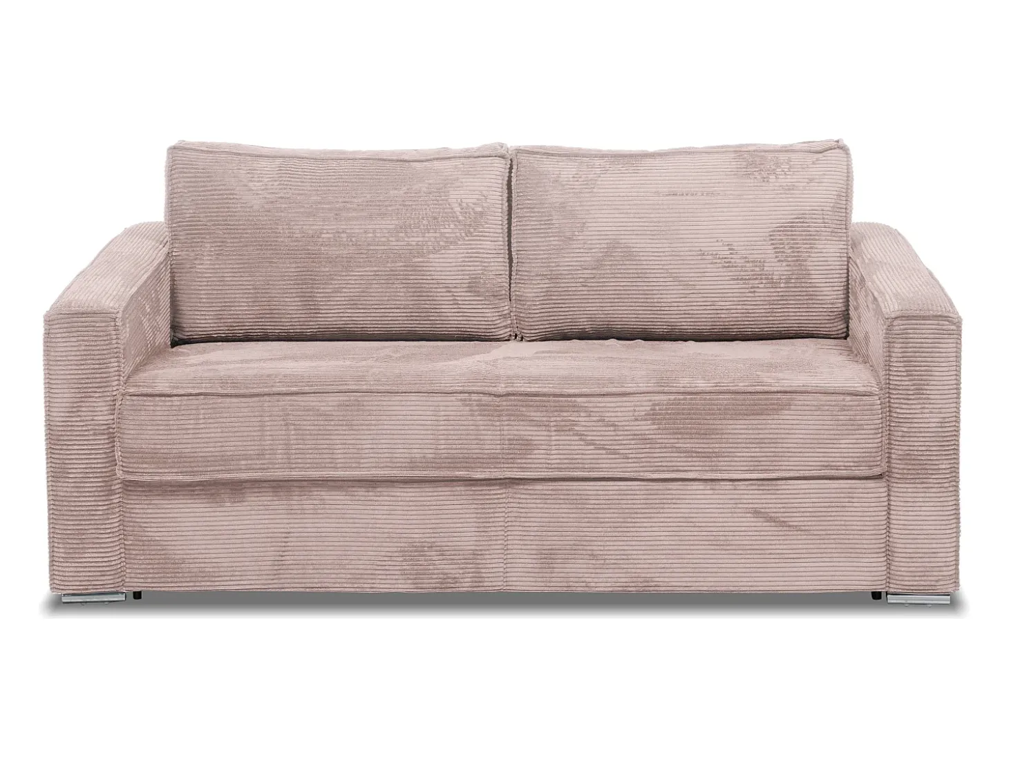Sofá 4 lugares convertível abertura rápida veludo canelado cor-de-rosa ripas largas 14 cm