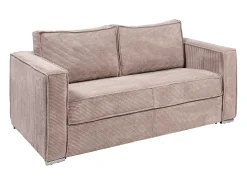 Sofá 3 lugares convertível abertura rápida veludo canelado cor-de-rosa 140cm e 22cm LORETO
