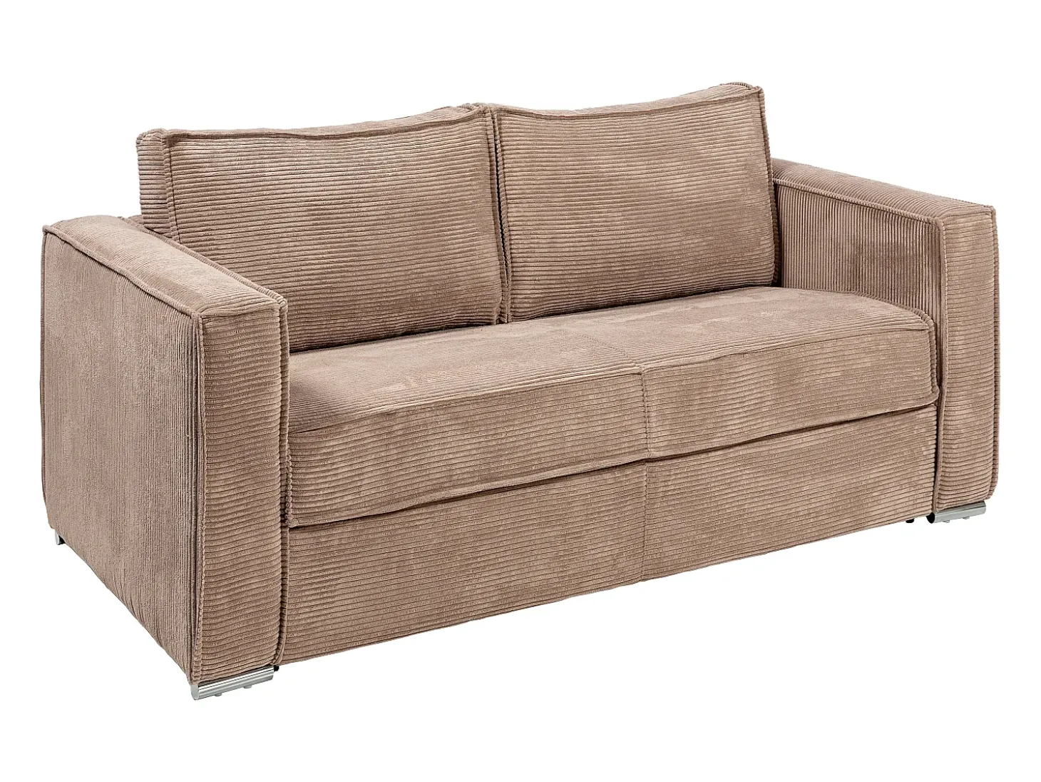 Sofá 3 lugares convertível abertura rápida veludo canelado taupe 140cm e 22cm LORETO