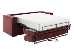 Sofá 3 lugares convertível abertura rápida tecido chenille bordeaux área de dormir 140cm - 22cm LORETO
