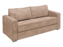 Sofá 4 lugares convertível abertura rápida veludo canelado taupe 160cm e 22cm LORETO