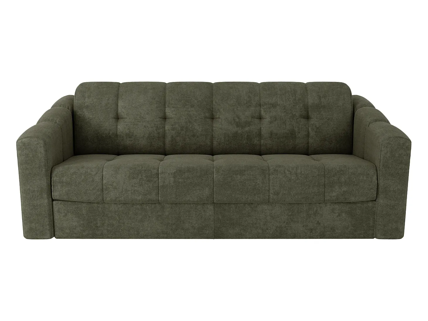 Sofá 4 lugares convertível abertura rápida tecido verde caqui ripas largas 160 cm - 18 cm DARIELO