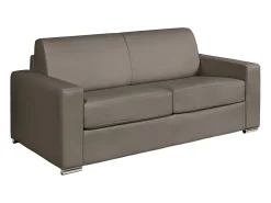 Sofá 3 lugares convertível abertura rápida em couro toupeira. Área de dormir 140 cm. Colchão 22 cm. CALITO
