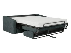 Sofá 4 lugares convertível abertura rápida tecido texturizado azul pato 160 cm Colchão 18 cm DARIELO