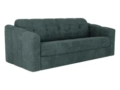 Sofá 4 lugares convertível abertura rápida tecido azul ripas largas 160 cm Colchão 18 cm DARIELO