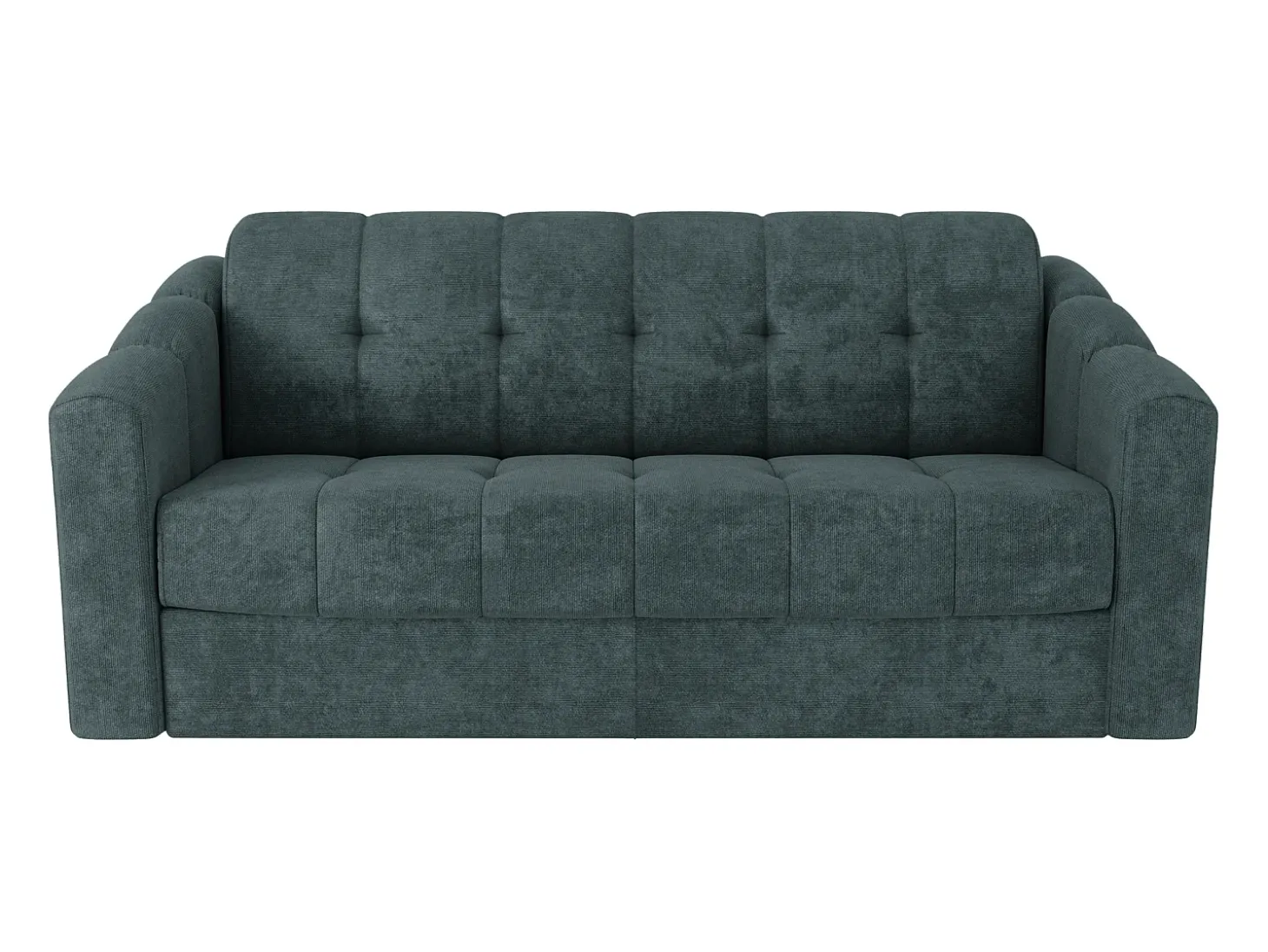 Sofá 3 lugares convertível abertura rápida tecido azul ripas largas 140 cm Colchão 18 cm DARIELO