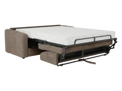 Sofá 4 lugares convertível abertura rápida tecido taupe ripas largas 160 cm Colchão 22 cm DARIELO