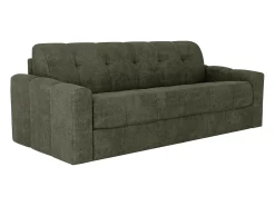 Sofá 4 lugares convertível abertura rápida tecido verde caqui ripas largas 160 cm - 22 cm DARIELO