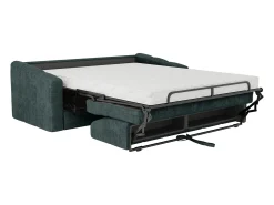 Sofá 4 lugares convertível abertura rápida tecido azul ripas largas 160 cm Colchão 14 cm DARIELO