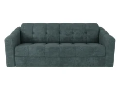Sofá 4 lugares convertível abertura rápida tecido azul ripas largas 160 cm Colchão 14 cm DARIELO