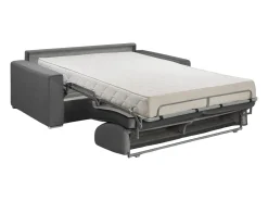 Sofá 3 lugares convertível de abertura rápida em veludo antracite + colchão 16 cm - CALITO