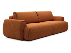 Sofá 4 lugares convertível deslizante em tecido chenille terracotta MONELIA