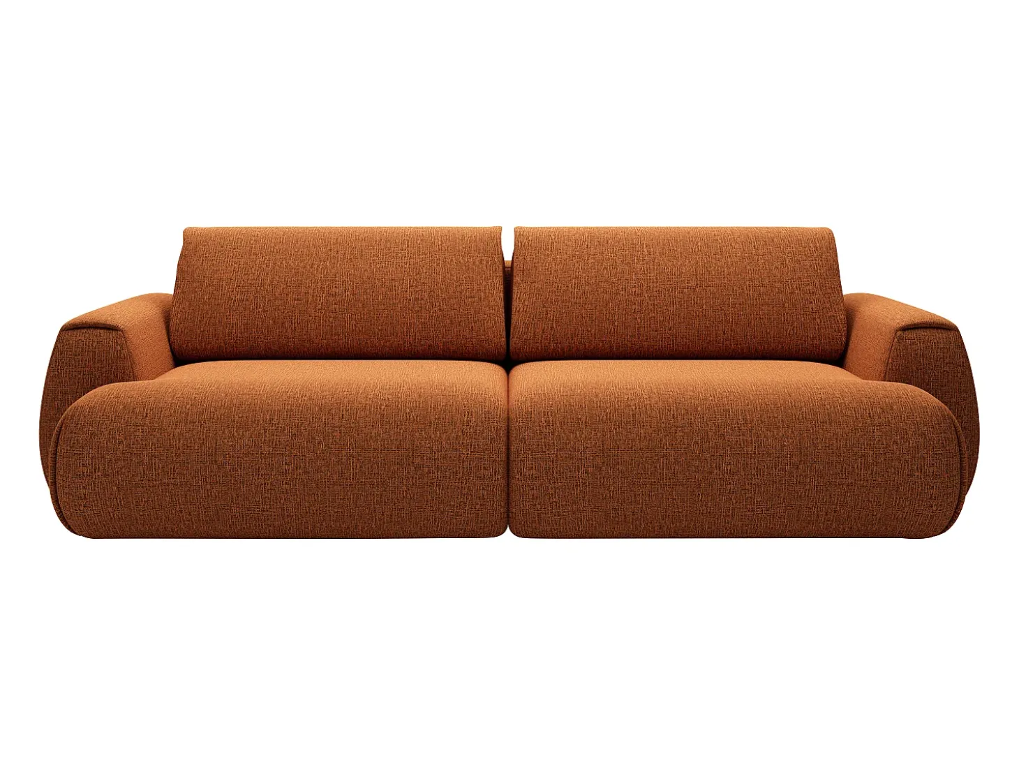 Sofá 4 lugares convertível deslizante em tecido chenille terracotta MONELIA