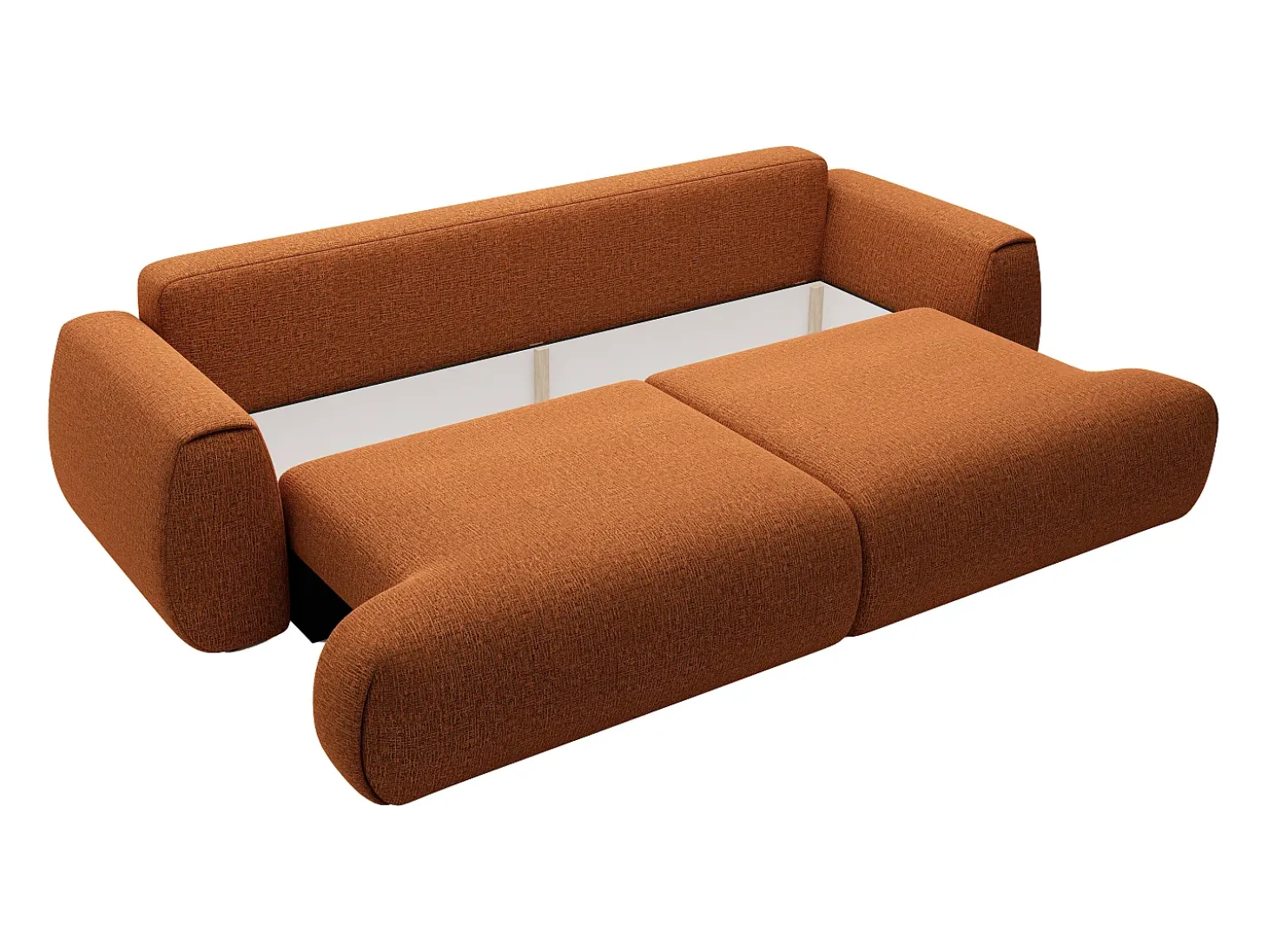 Sofá 4 lugares convertível deslizante em tecido chenille terracotta MONELIA