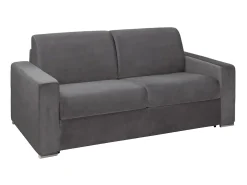 Sofá 3 lugares convertível de abertura rápida em veludo antracite + colchão 18 cm - CALITO