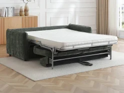 Sofá 3 lugares convertível express em tecido texturizado verde - Cama 145 cm MALOGU