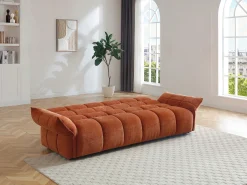 Sofá 3 lugares convertível tipo clic-clac em tecido chenille terracota HAKEMO