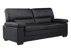 Sofá 3 lugares em pele de búfalo Preto estilo design - MIMAS