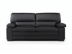 Sofá 3 lugares em pele de búfalo Preto estilo design - MIMAS