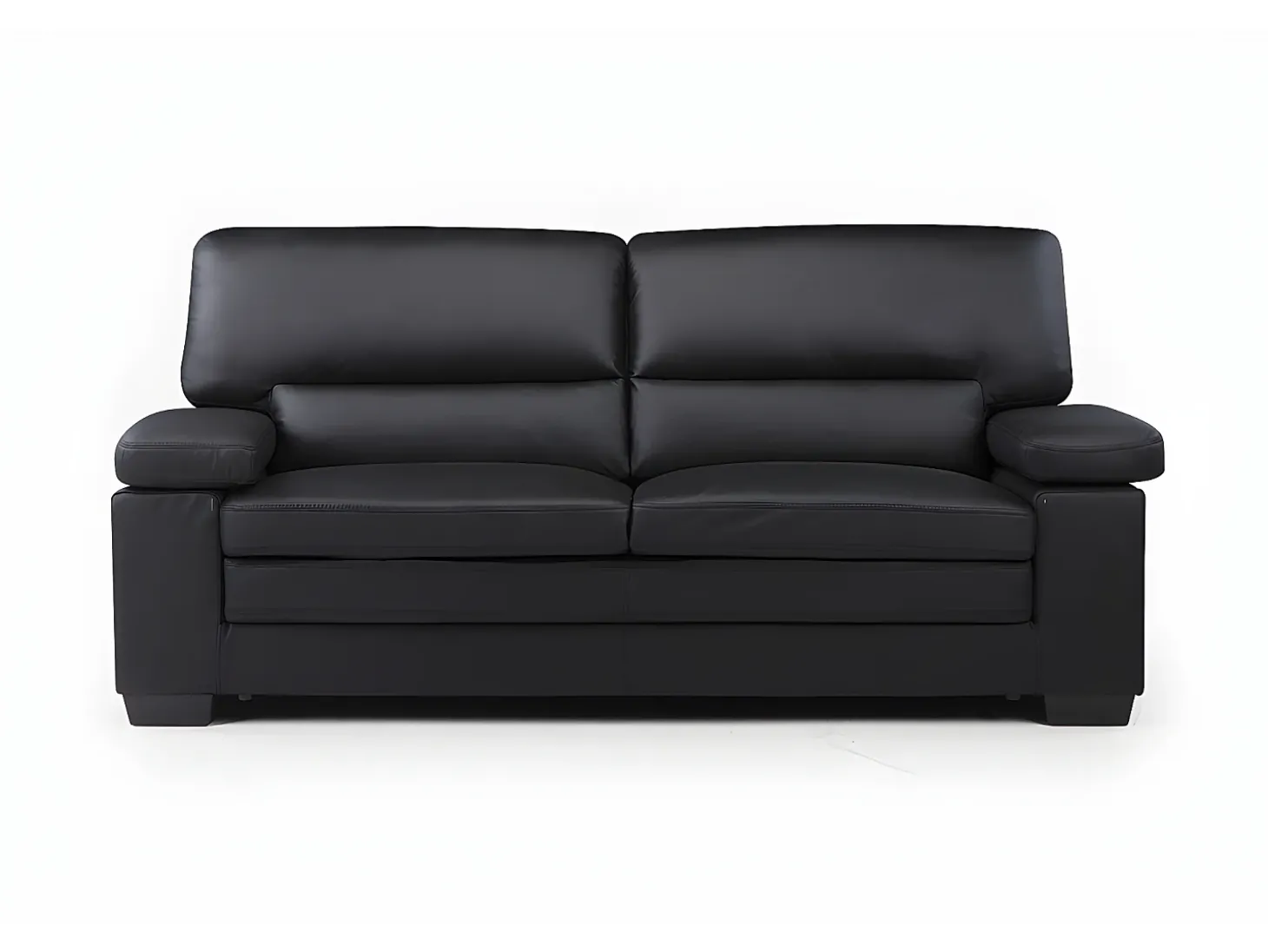 Sofá 3 lugares em pele de búfalo Preto estilo design - MIMAS