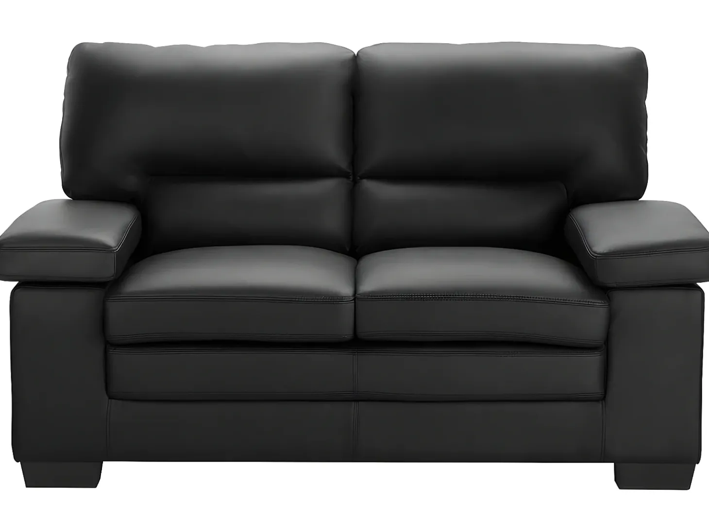 Sofá 2 lugares em pele de búfalo Preto estilo design - MIMAS