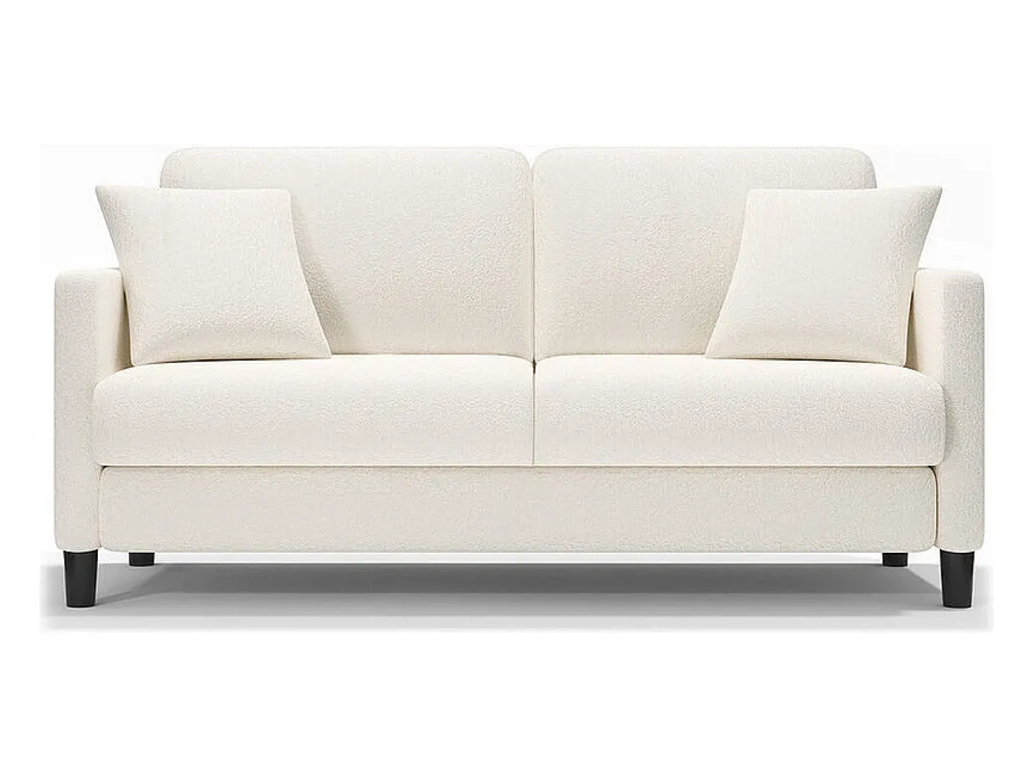 Sofá 2 lugares em Tecido de veludo teddy com 2 Travesseiros - Bege - 148 x 89 x 79cm