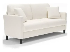 Sofá 2 lugares em Tecido de veludo teddy com 2 Travesseiros - Bege - 148 x 89 x 79cm