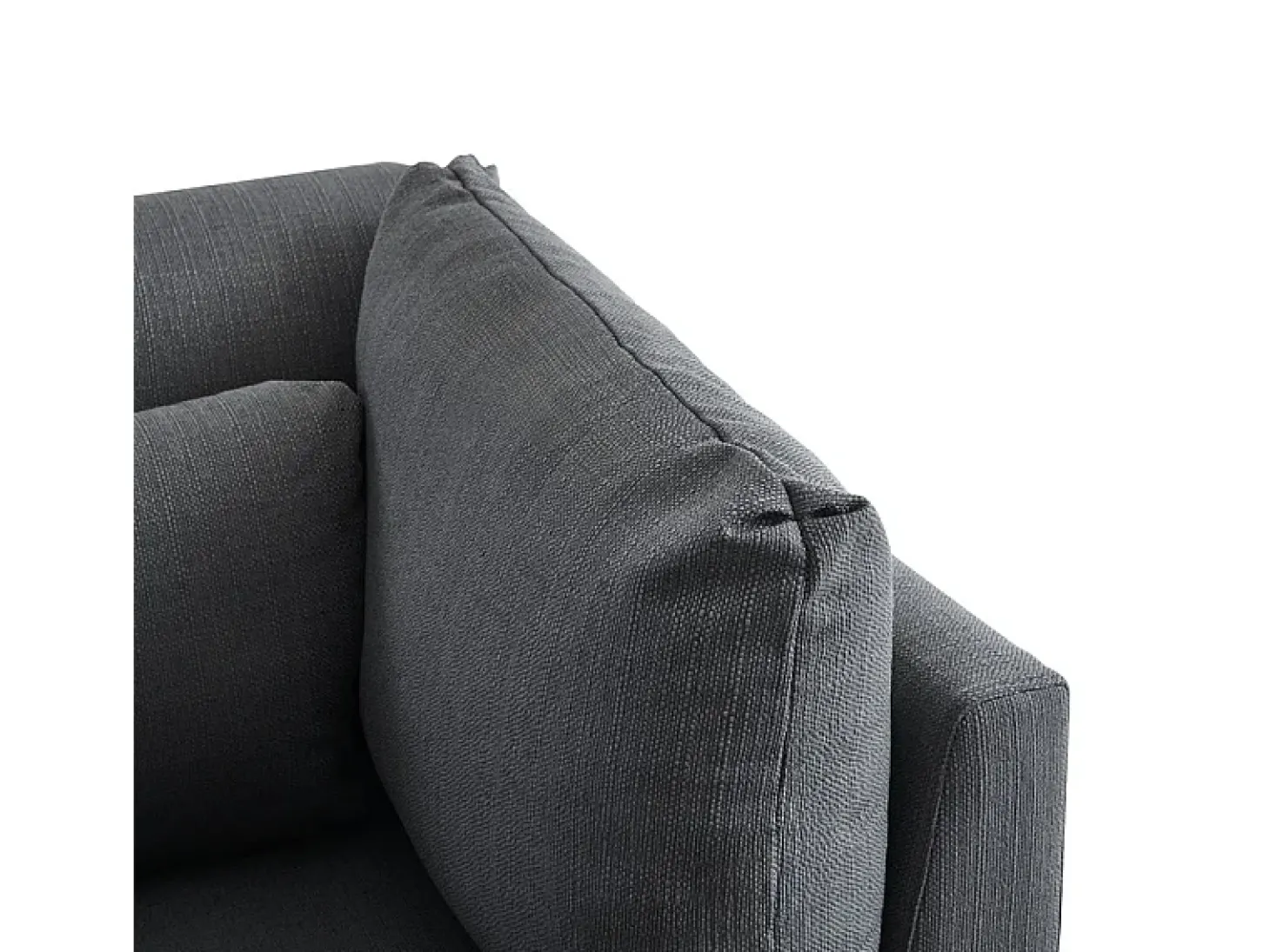 Sofá 3 lugares em tecido de linho, com puff, 3 almofadas lombares e 2 almofadas, 220x83x81cm, Cinza
