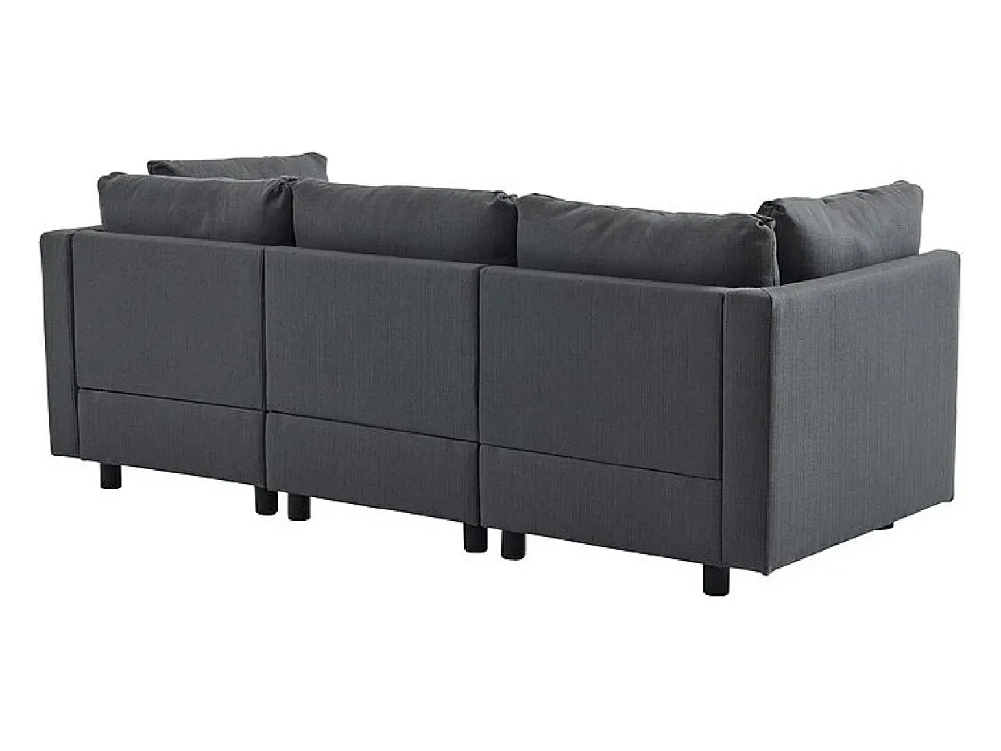 Sofá 3 lugares em tecido de linho, com puff, 3 almofadas lombares e 2 almofadas, 220x83x81cm, Cinza