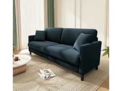 Sofá 2 lugares em tecido veludo teddy com 2 almofadas - Azul - 148 x 89 x 79 cm