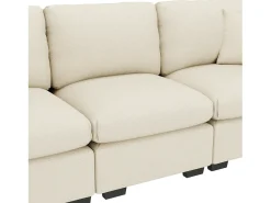 Sofá 3 lugares moderno - con almofadas e mesa dobrável - inclui portas USB e porta-copos - tecido de chenille - bege
