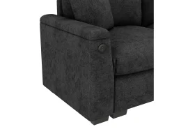 Sofá 3 lugares moderno - con almofadas e mesa dobrável - inclui portas USB e porta-copos - tecido de chenille - cinza