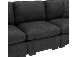 Sofá 3 lugares moderno - con almofadas e mesa dobrável - inclui portas USB e porta-copos - tecido de chenille - cinza