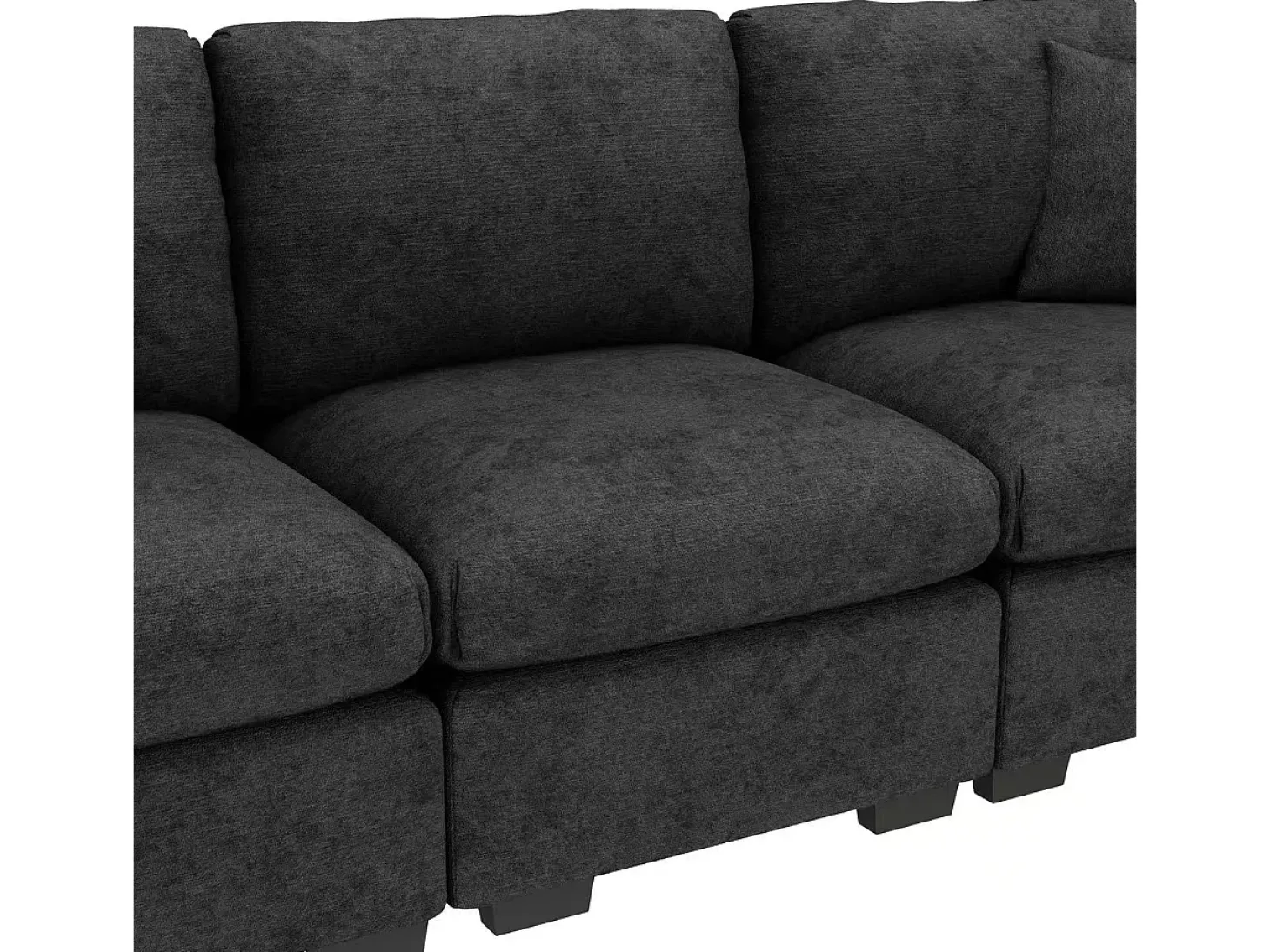Sofá 3 lugares moderno - con almofadas e mesa dobrável - inclui portas USB e porta-copos - tecido de chenille - cinza