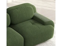 Sofá 2 Lugares Modular de Veludo Cannelado - com 2 Almofadas - 208x103x75cm - Verde