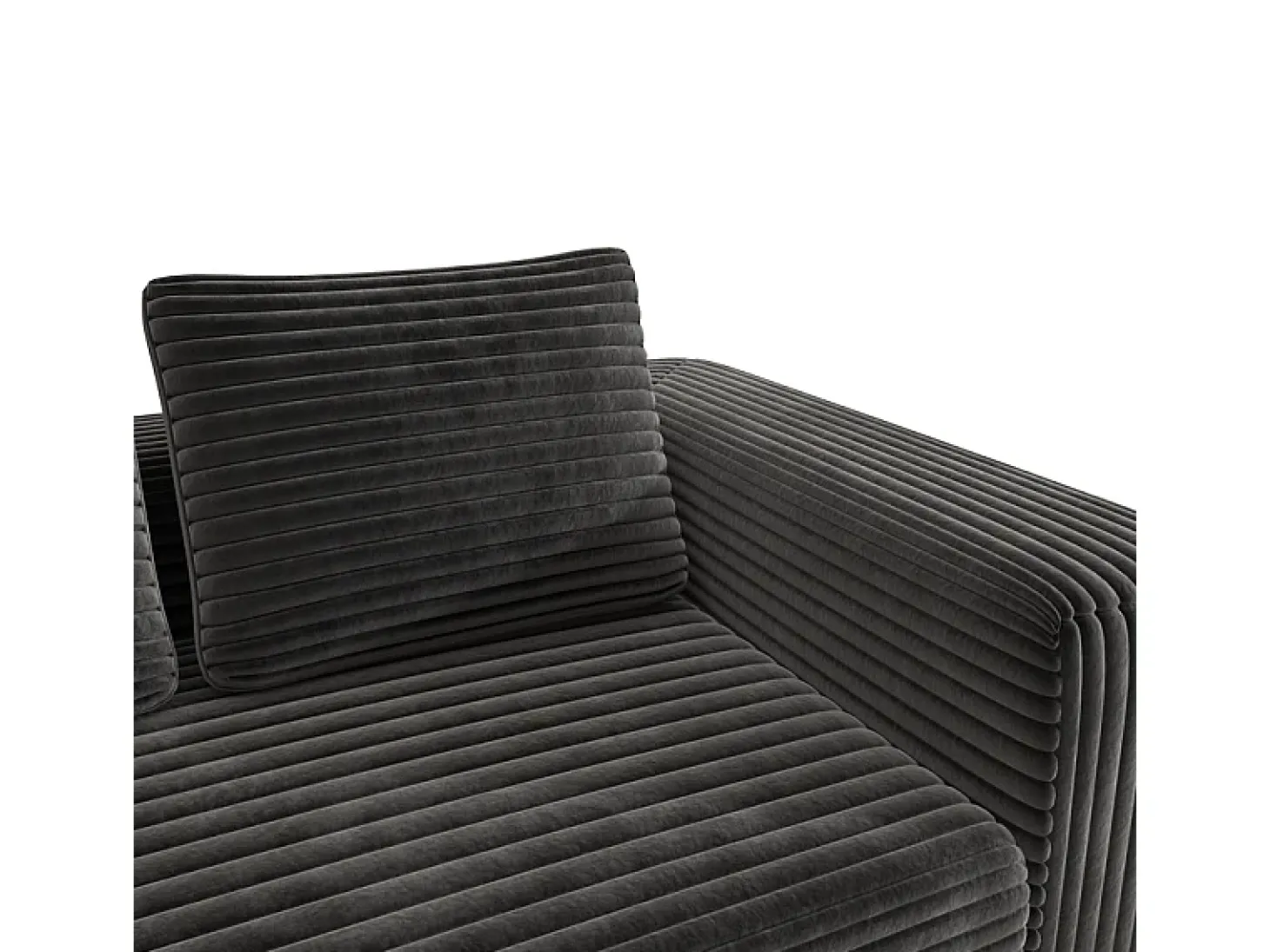 Sofá 2 Lugares, Veludo canelado preto, 65cm prof. assento, 2 almofadas, 160x88x58cm