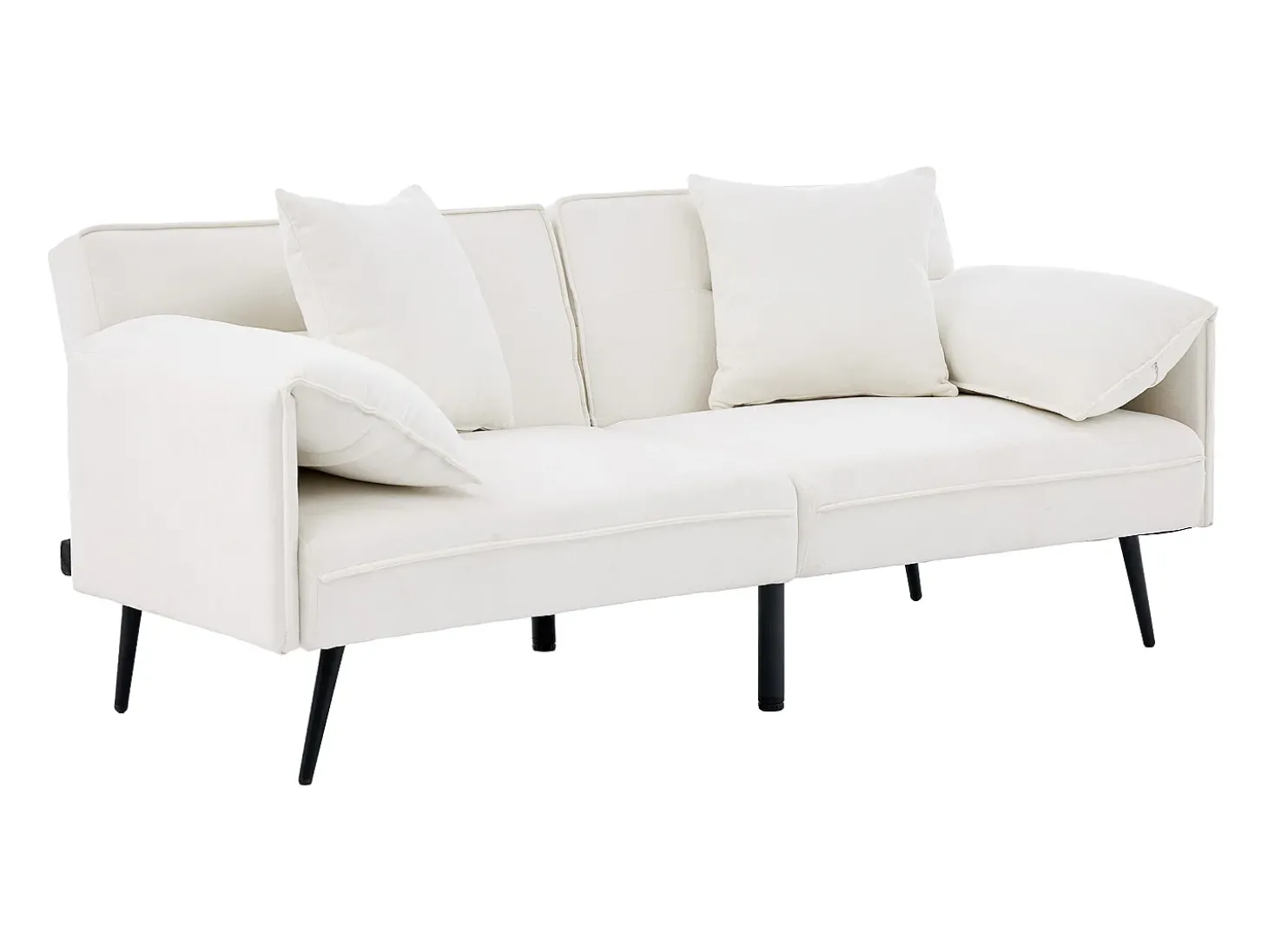 Sofá 2 lugares 167.5x73x70 cm - encosto inclinável três posições (100°–180°) - almofadas de assento macias - branco
