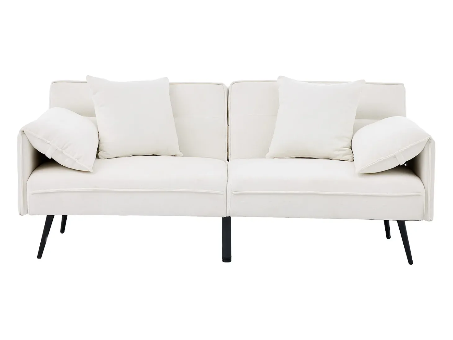 Sofá 2 lugares 167.5x73x70 cm - encosto inclinável três posições (100°–180°) - almofadas de assento macias - branco