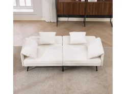 Sofá 2 lugares 167.5x73x70 cm - encosto inclinável três posições (100°–180°) - almofadas de assento macias - branco