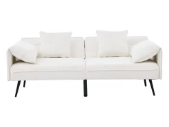 Sofá 2 lugares 167.5x73x70 cm - encosto inclinável três posições (100°–180°) - almofadas de assento macias - branco