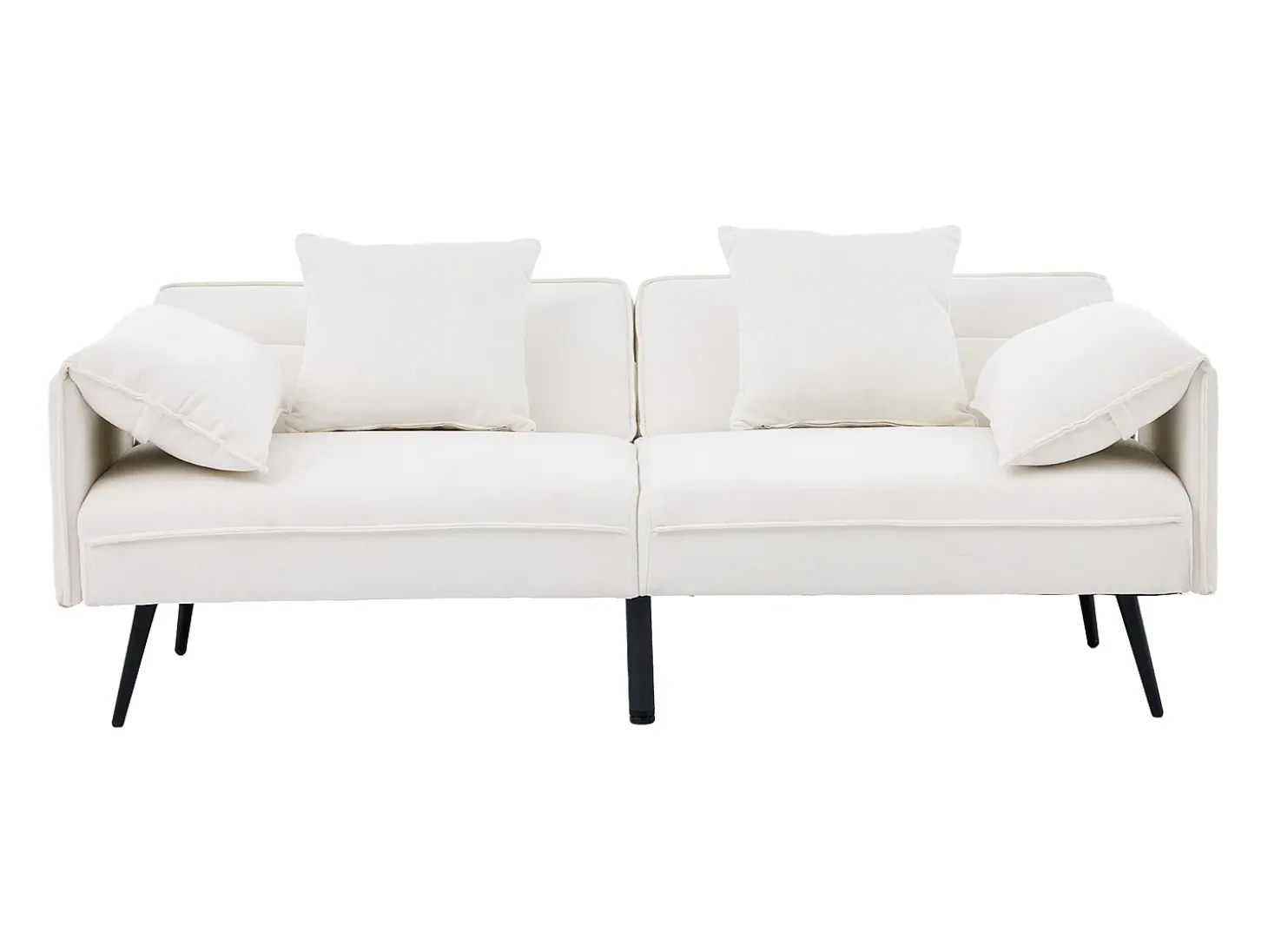 Sofá 2 lugares 167.5x73x70 cm - encosto inclinável três posições (100°–180°) - almofadas de assento macias - branco