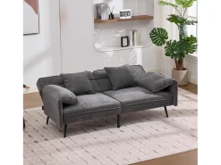 Sofá 2 lugares 167.5x73x70 cm - encosto inclinável três posições (100°–180°) - almofadas de assento macias - cinza